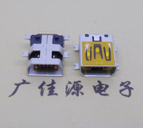 迷你USB插座,MiNiUSB母座,10P/全贴片带固定柱母头